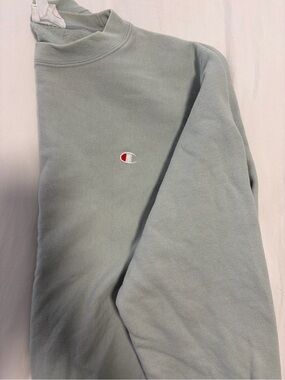 Champion Turtleneck Sweatshirt in Sage Green with Embroidered Logo
